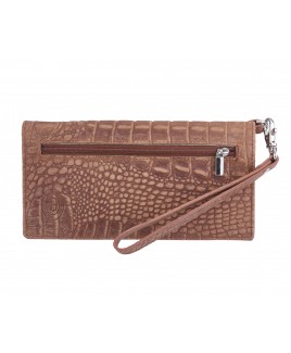 London Leathergoods RFID Protected Clutch Purse with Wrist Sterap- Vintage Croc Leather-BIG REDUCTION!